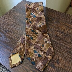 Vintage Robert Talbott Omaggio Brown Geometric Abstract Necktie Tie